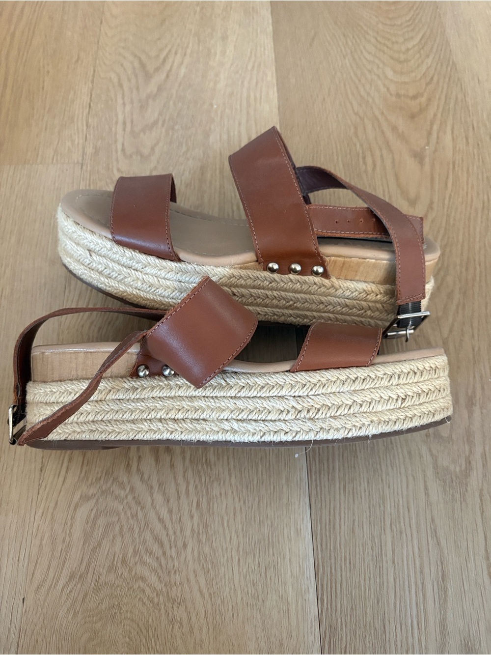 Steve Madden Nude Leather Platform Sandles
